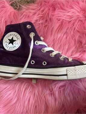Converse Chuck Taylor High Top Purple Velvet Sneaker Size 8 Womens Rare Retro
